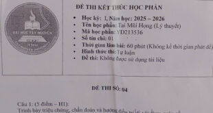 Đề Thi HKI Tai Mũi Họng 2025-2026 z7391879197175 a7d46dbd7038660ecb9289bb669b10a2
